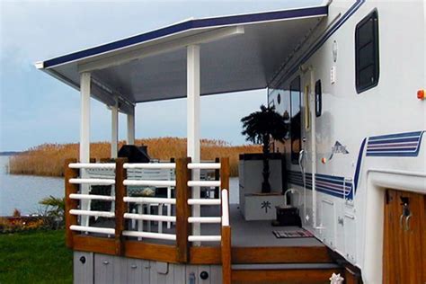 Raised Porch For An Rv Camper With A Tin Roof Four Generations One