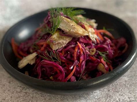 Red Cabbage Carrot And Smoked Mackerel Salad Caroline Barty