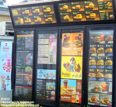 Restaurant Fast Food Menu Mcdonald Amp 39 S Dq Bk Hamburger Pizza Mexican Taco Bbq Chicken Seafood