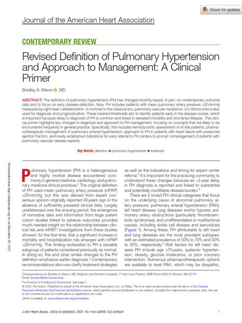 Revised Definition Of Pulmonary Hypertension And Approach To Management A Clinical Primer