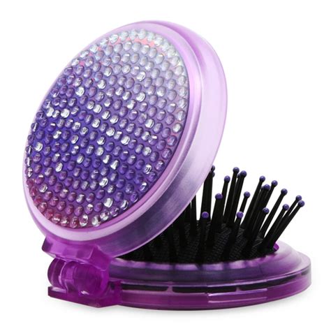 Rhinestone Pop Up Travel Hair Brush With Mirror Five Below Let Go