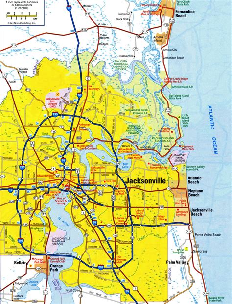 Road Map Of Jacksonville Florida Usa Street Area Detailed Free Highway