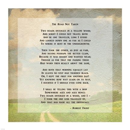 Robert Frost Road Less Traveled Poem Fine Art Print By Unknown At