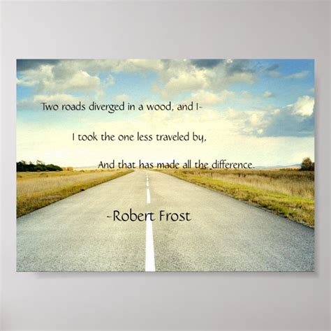 Robert Frost Road Less Traveled Quote Poster Zazzle Quote Posters