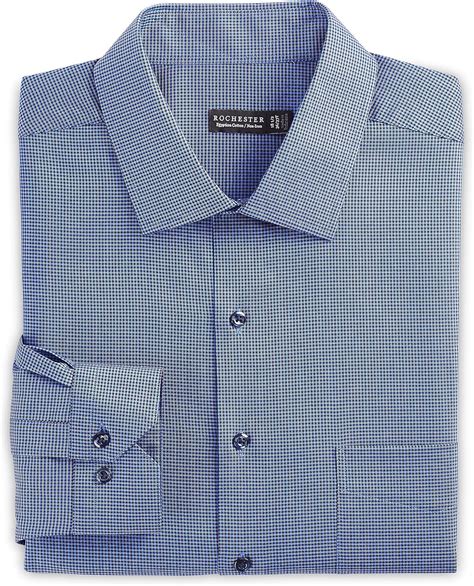 Rochester By Dxl Big And Tall Mini Check Dress Shirt Blue At Amazon