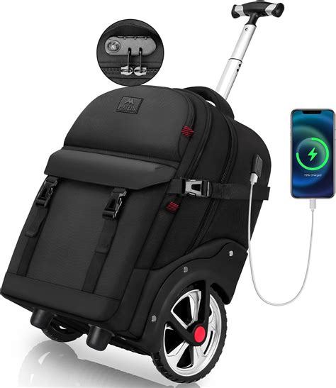 Rolling Backpack Matein Travel Backpack With Wheels Water Resistant