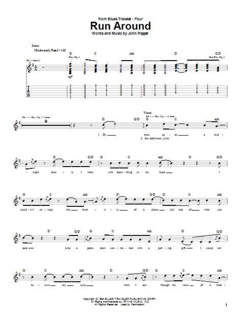 Run Around By Blues Traveler Guitar Tab Guitar Instructor