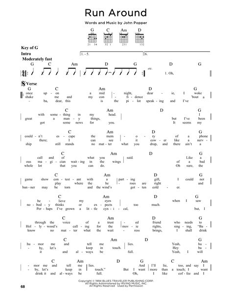 Run Around Sheet Music Blues Traveler Guitar Tab