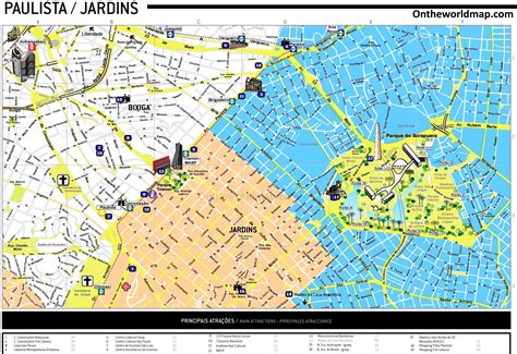 S O Paulo Paulista And Jardins Tourist Map Ontheworldmap Com