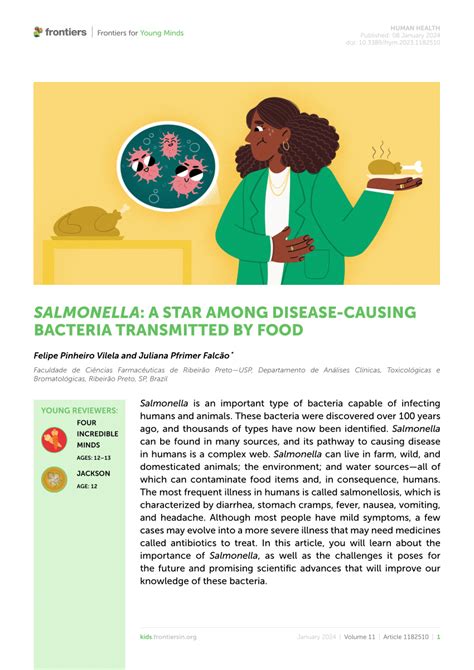 Salmonella A Star Among Disease Causing Bacteria Transmitted By Food Frontiers For Young Minds