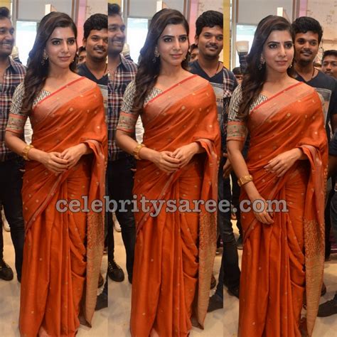 Samantha Orange Uppada Saree Saree Blouse Patterns