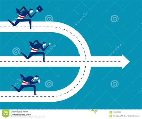 Same Destination Concept Business Success Vector Illustration Stock