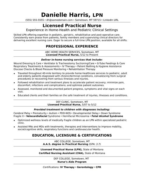 Sample Of Lpn Resume Sample Resumes