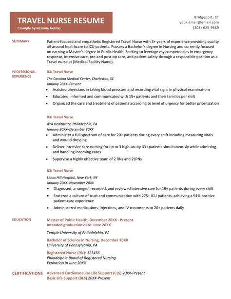 Sample Travel Nursing Resume Free Template And Ultimate Writing Guide