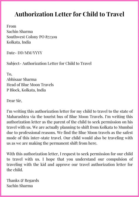 Sample Travel Permission Letter For Minors Guide Tips