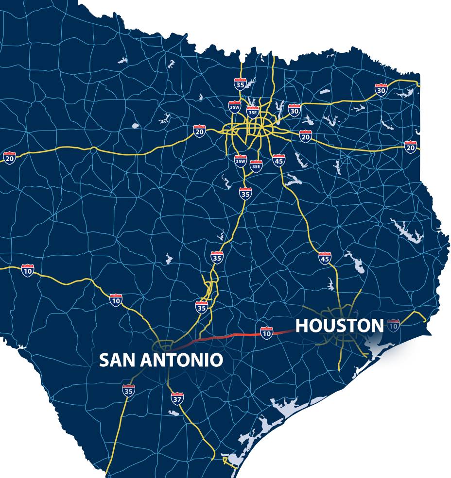 San Antonio To Houston Map Fawnia Susanetta