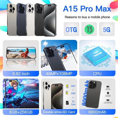 Sanshreuni A15 Pro Max Unlocked Phones 5G Smartphone With Otg Function 6Gb 256Gb Full Netcom