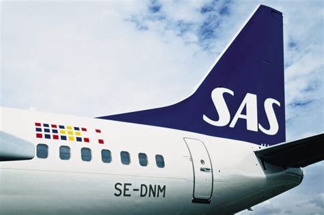 Sas Scandinavian Airlines Plane Flying Up In The Sky Editorial Image