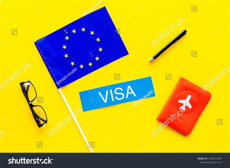 Schengen Visa Visa To Europe Concept Text Visa Near Passport Cover