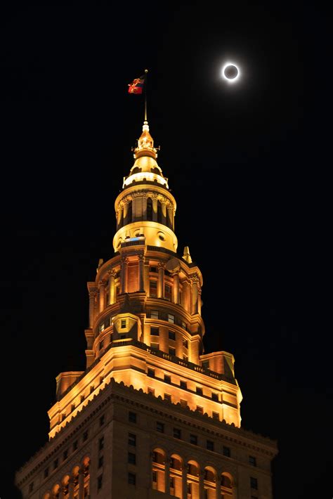 See Breathtaking Eclipse Photos Over Downtown Cleveland Skyline