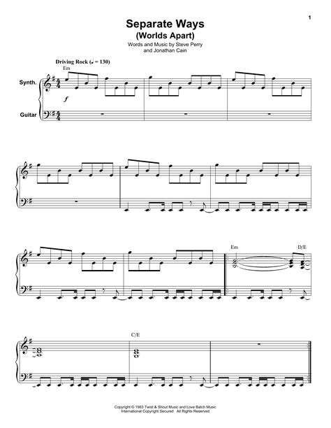 Separate Ways Worlds Apart Sheet Music Direct