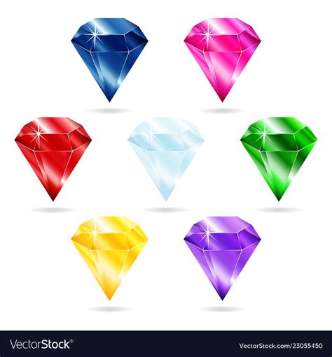 Set Of Seven Gems Royalty Free Vector Image Vectorstock