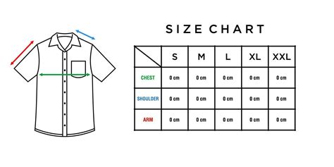 Short Sleeve Shirt Size Chart Template Vector Infographic Table Of Size Guide Men Shirt With