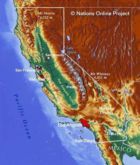 Show A Map Of California Topographic Map Of Usa With States