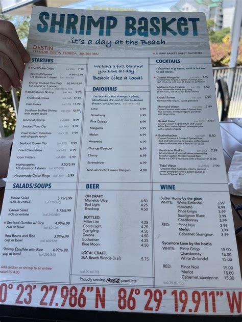 Destin FL Shrimp Basket Menu