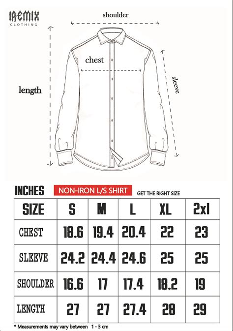 Size Guide Iremix Clothing