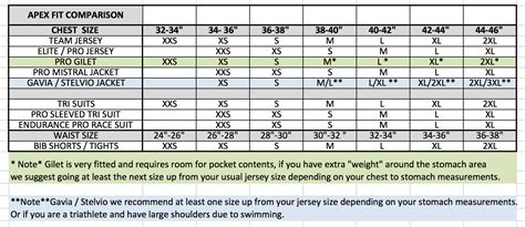 Sizing Apex Custom Clothing Uae