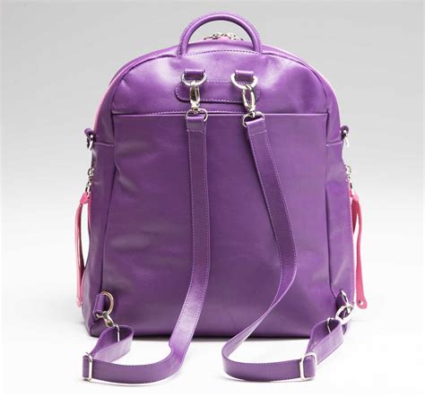 Small Purple Leather Backpack 3 Way Bag