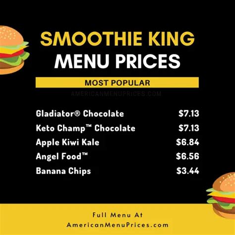 Smoothie King Menu Prices In Usa 2023 American Menu Prices