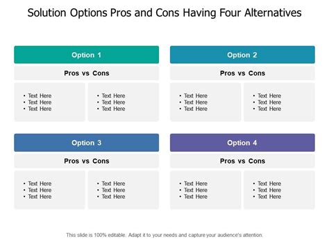 Solution Options Pros And Cons Having Four Alternatives Powerpoint Shapes Powerpoint Slide