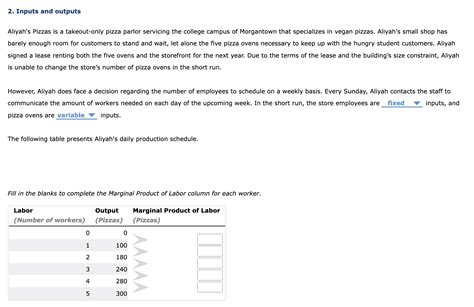 Solved 2 Inputs And Outputs Aliyah Amp 39 S Pizzas Is A Chegg Com