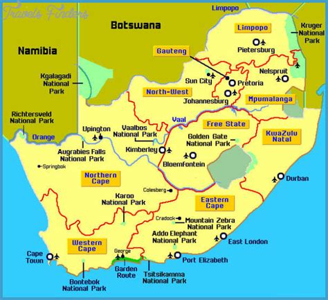 South Africa Map Tourist Attractions Travelsfinders Com