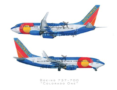 Southwest Airlines Colorado One Boeing 737 Drawing Art Print Etsy