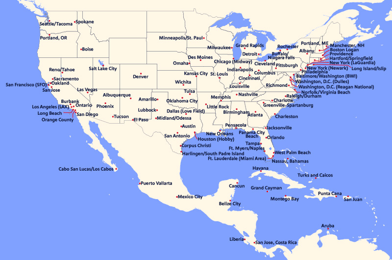 Southwest Airlines Map Mjhac