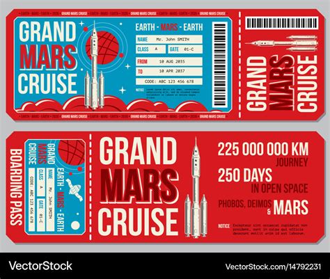 Space Travel Boarding Pass Template Royalty Free Vector