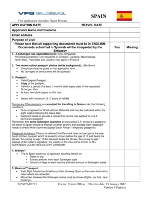 Spain Visa Checklist Pdf Complete With Ease Airslate Signnow