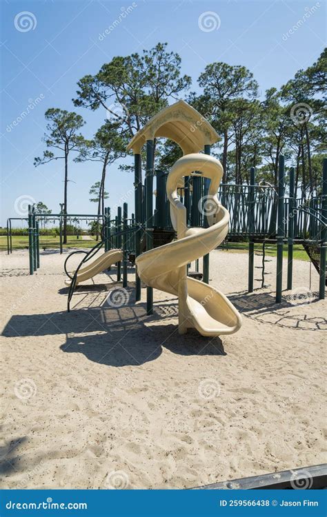 Spiral Slide For Children At A Fun Playground In Destin Florida On A Sunny Day Stock Photo