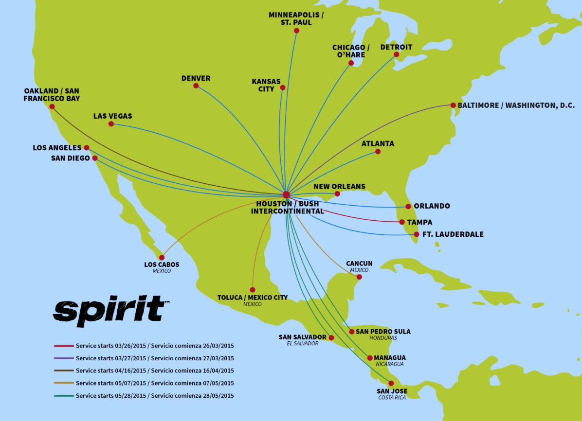 Spirit Airlines Announces A Major Expansion At Houston 10 New Destinations World Airline News