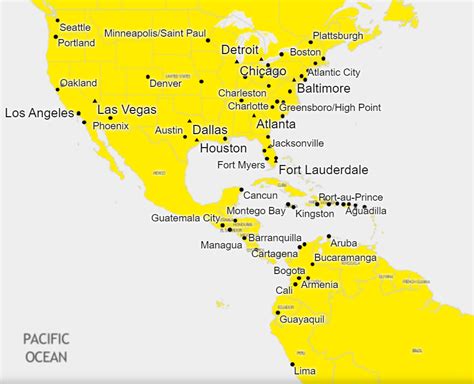 Spirit Airlines Cities Map United States Map States District