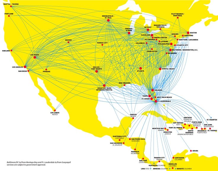 Spirit Airlines Route Map