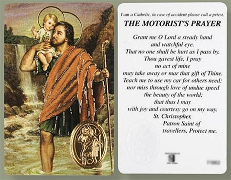 St Christopher Prayer Card With Gold Foil Medal