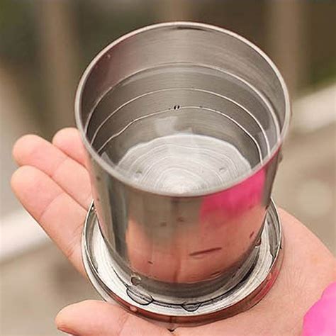 Stainless Steel Collapsible Folding Cup Traveling Outdoor Portable Drinking Cup Alexnld Com