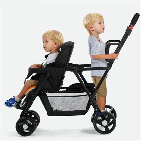 Stand And Ride Stroller For Two Children Tandem Stroller Pram Foldable