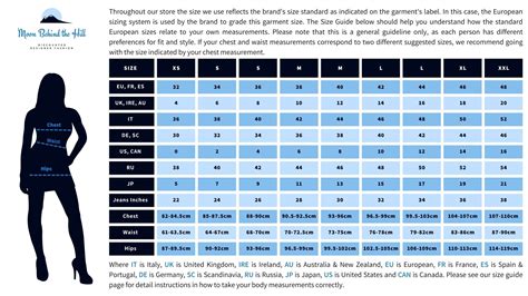 Standard European Women S Clothing Sizes Guide Moon Behind The Hill