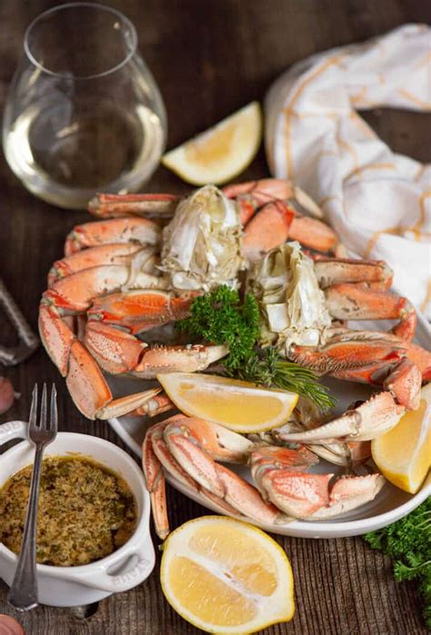 Steamed Dungeness Crab Legs With Garlic Herb Butter