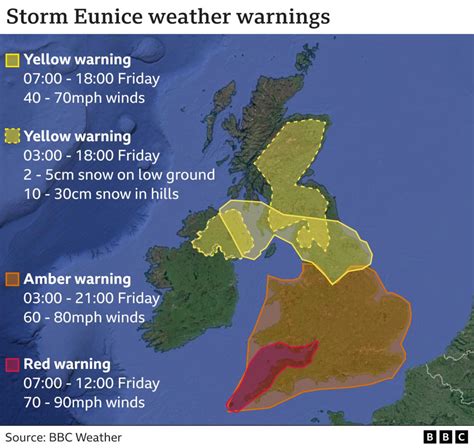 Storm Eunice Heads For Uk And Prompts Danger To Life Warning Bbc News